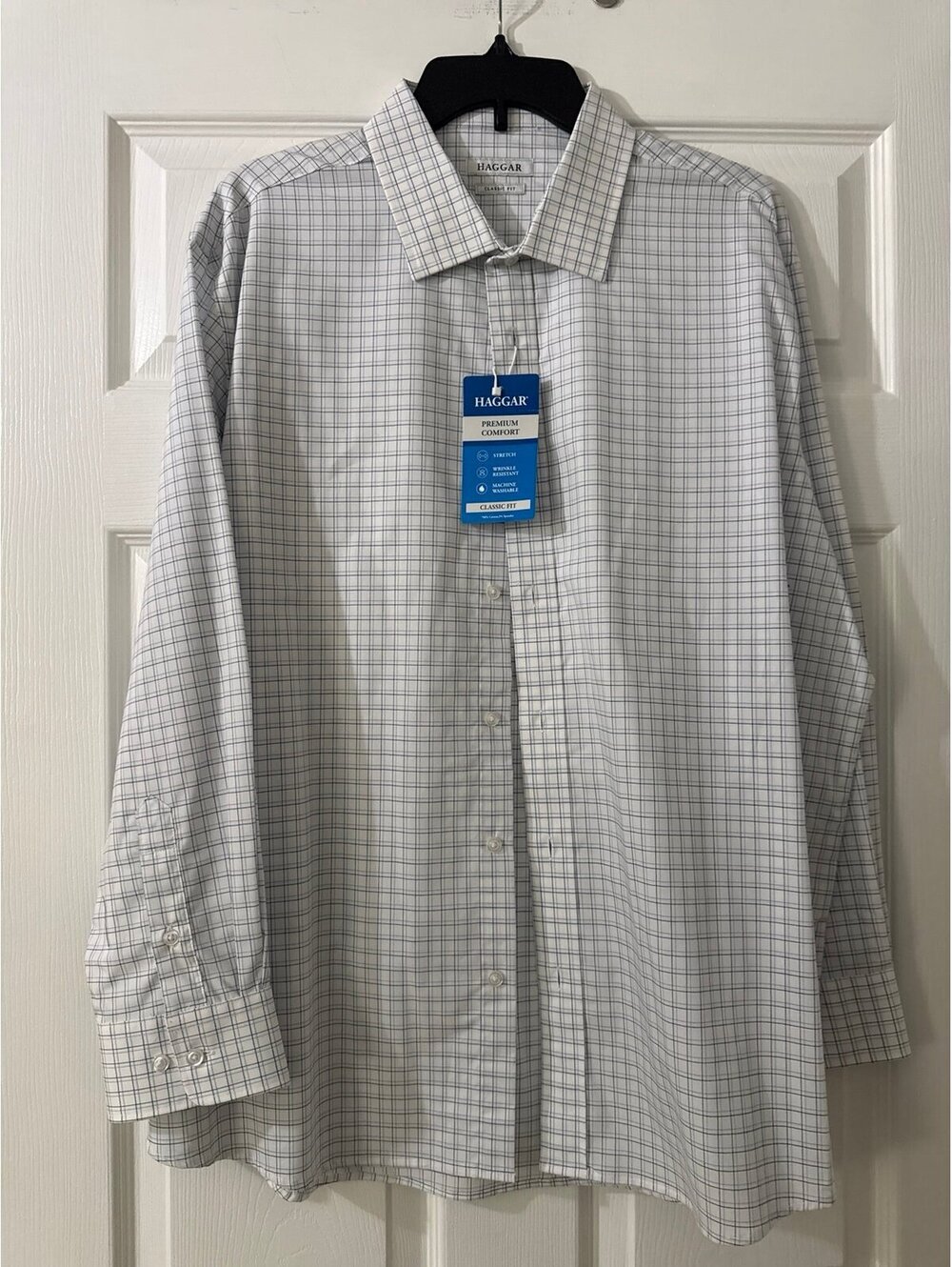 HAGGAR Premium Comfort Classic Fit Men's Dress Shirt 17-17.5 NWT